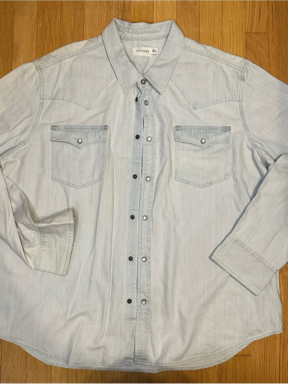 Tecovas Light Blue Denim Snap Western Shirt